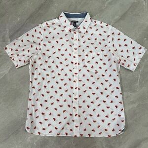 Men’s Van Heusen Never Tuck Watermelon Button Down Short Sleeve Shirt Large